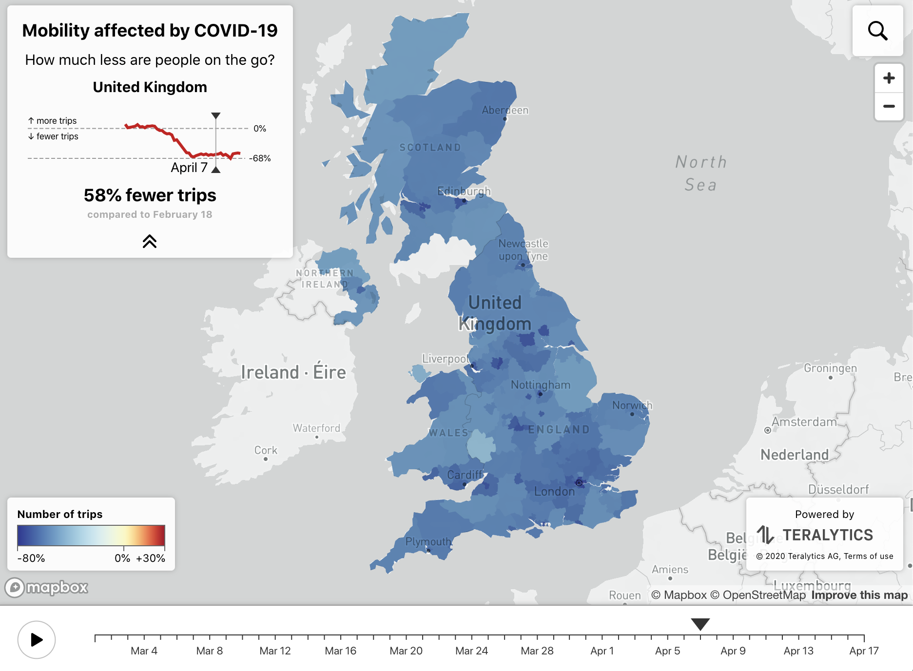 Effect of COVID-19 on mobility in United Kingdom